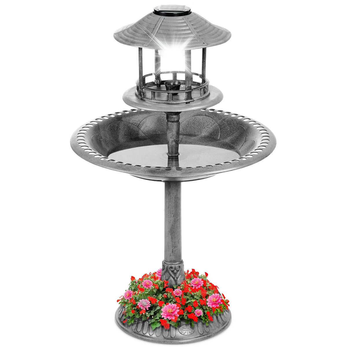 Solar Outdoor Bird Bath Pedestal Fountain I639980