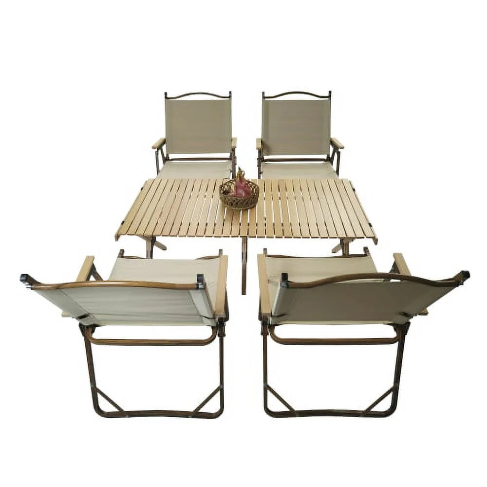 Foldable Portable Dining Set with 1 Table & 4 Chairs M71172