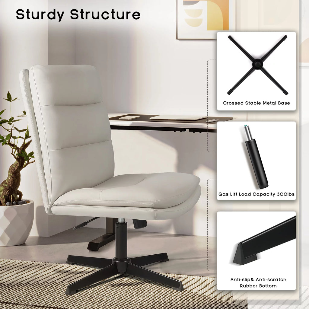High Back Armless PU Leather Office Desk Chair B697781