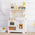 White Wooden Play Kitchen Set with Sink, Stove, Oven & Microwave M358