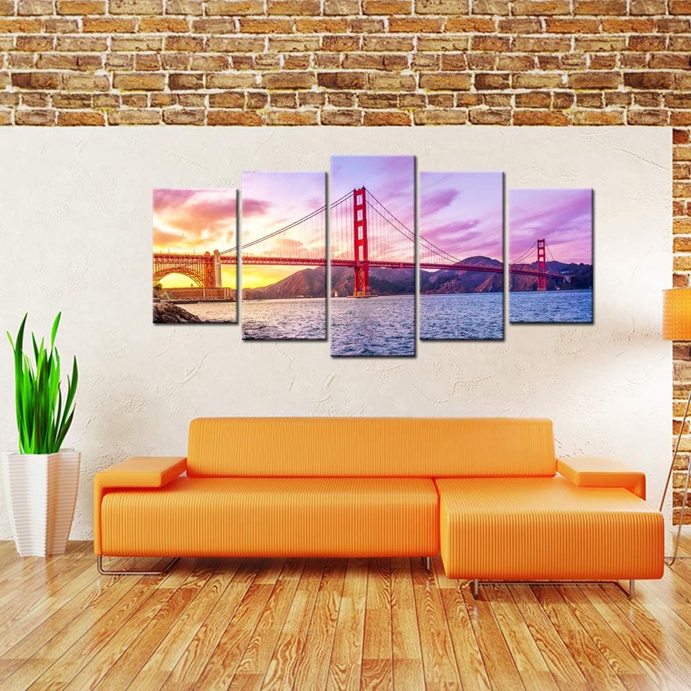 City Canvas Wall Art San Francisco Golden Gate Bridge Framed P921