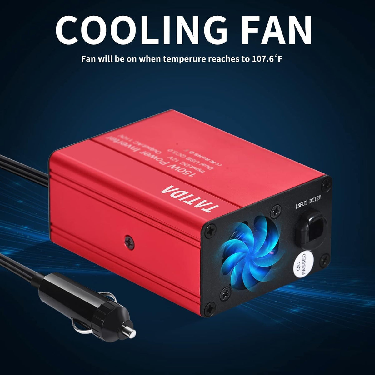 150W Car Power Inverter Dual QC3.0 USB DC 12V to 110V AC Pack of 2 F162