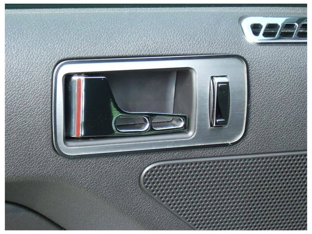 Mustang Interior Door Handle Trim Plates Brushed Stainless Steel Pair F4990