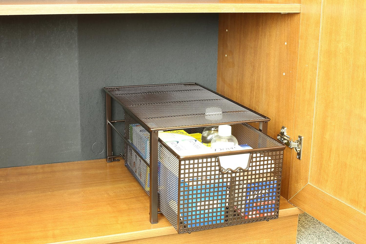 Bronze Mesh Cabinet Basket Organizer X6524