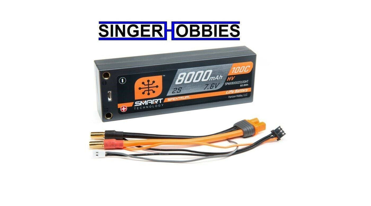 8000mAh 2S 7.6V 100C Smart HV Lipo Case 5mm Tubes H5276