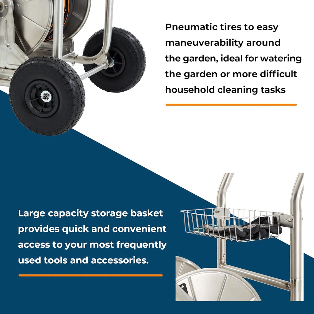 Garden Hose Reel Cart with Wheels, 150-Feet 5/8 Hose Capacity I2767