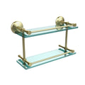 16-inch Double Glass Shelf with Gallery Rail Polished Brass U13298