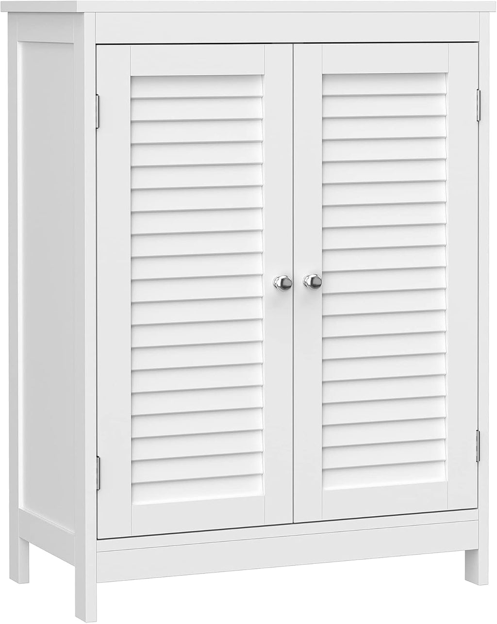 White Bathroom Storage Cabinet with Double Shutter Doors and Adjustable Shelf Q721020