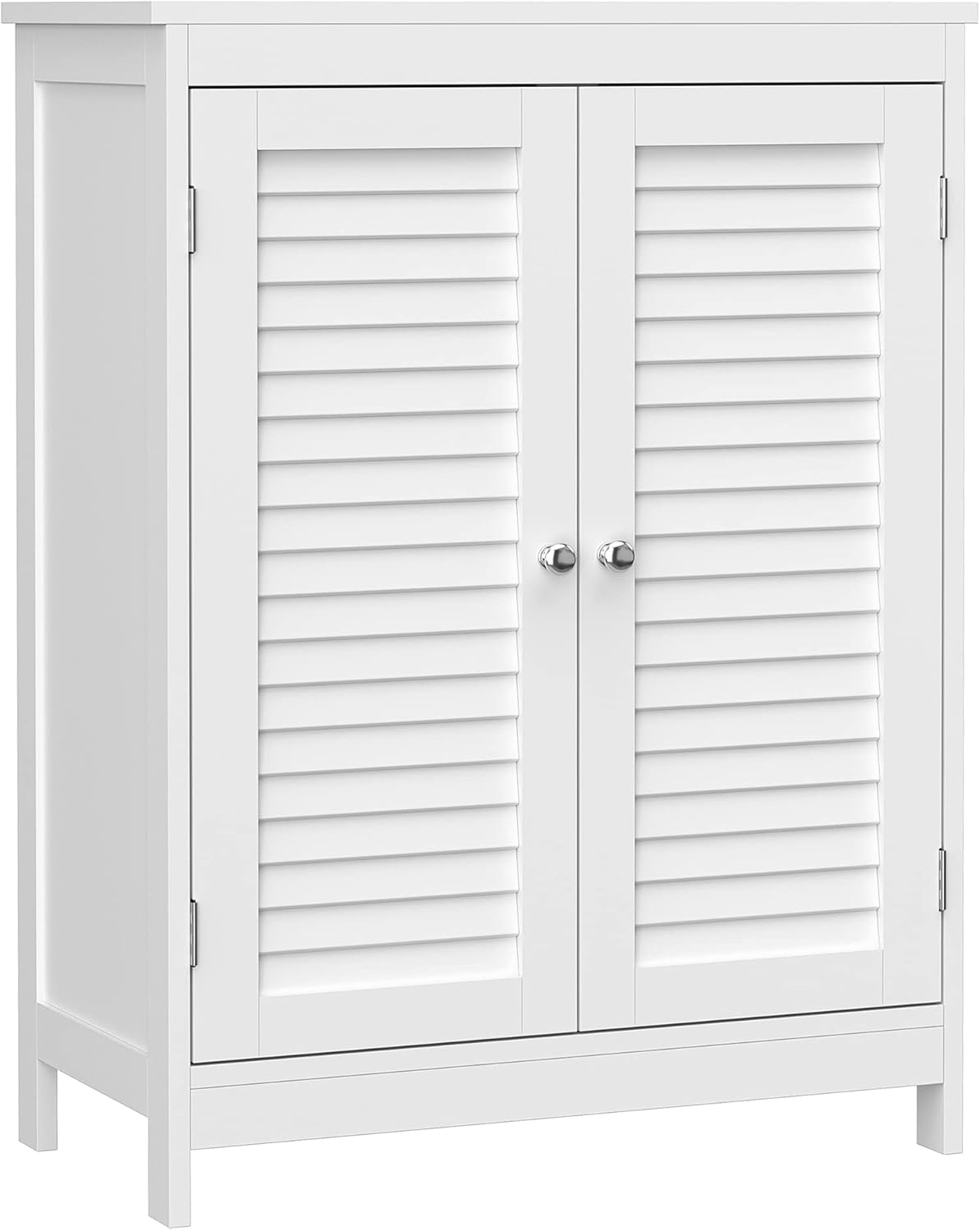 White Bathroom Storage Cabinet with Double Shutter Doors and Adjustable Shelf Q721020