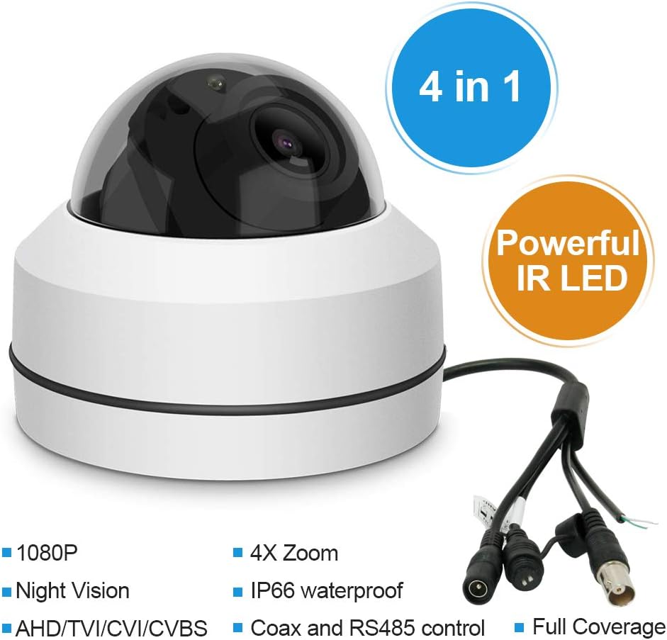 Analog PTZ Camera Outdoor Mini HD 1080P 4X Zoom CCTV Camera with Night Vision IP66 Waterproof J867801