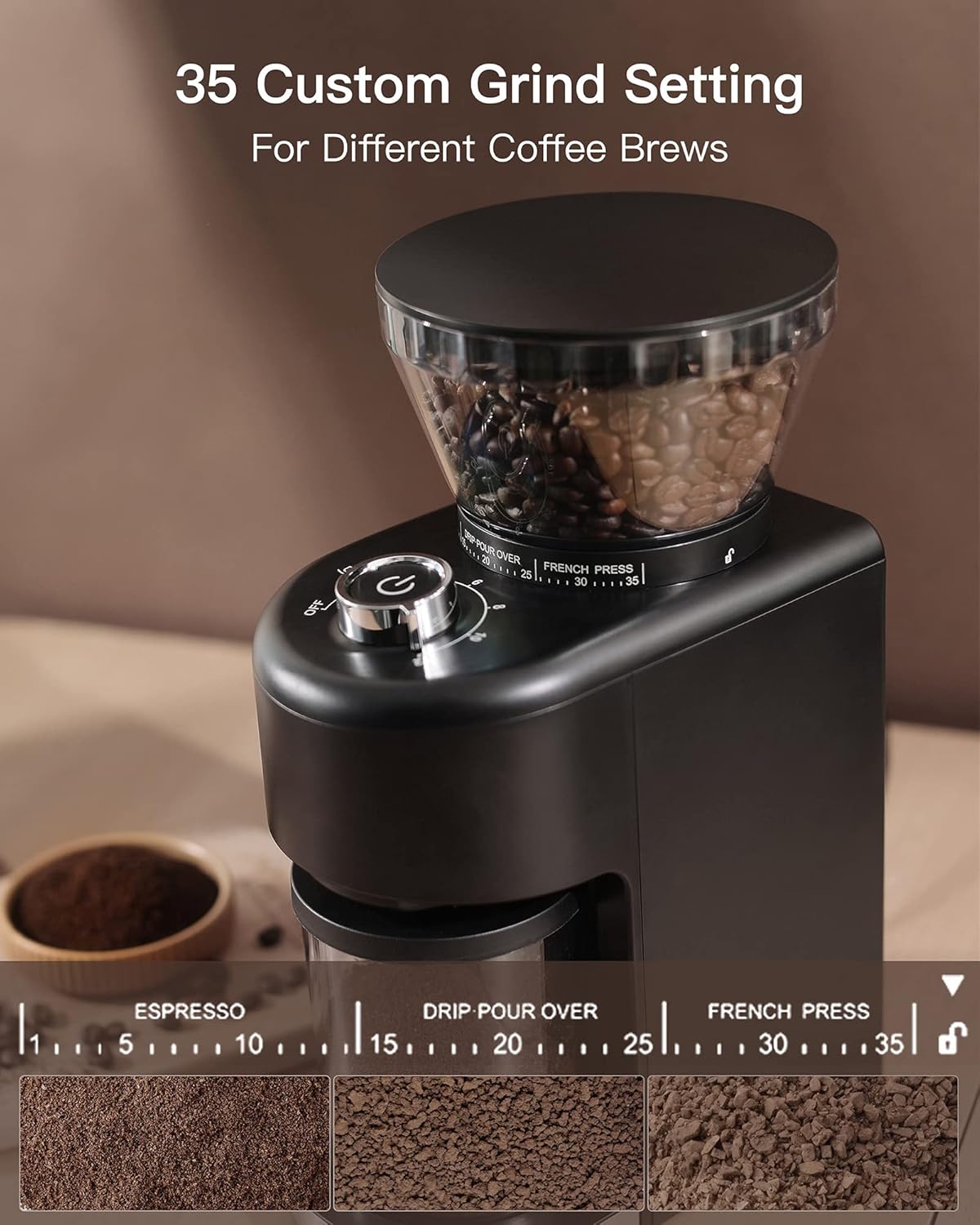 Electric Conical Burr Coffee Grinder with 35 Grind Settings X32731