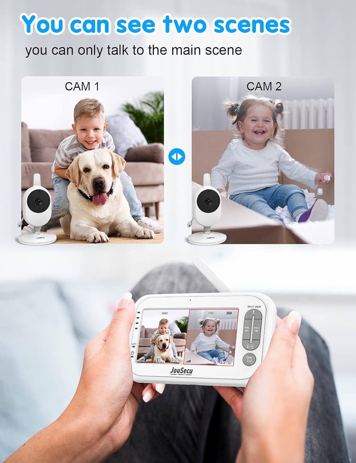 Baby Monitor with Camera and Audio 4.3 Inches LCD Split Screen X7784