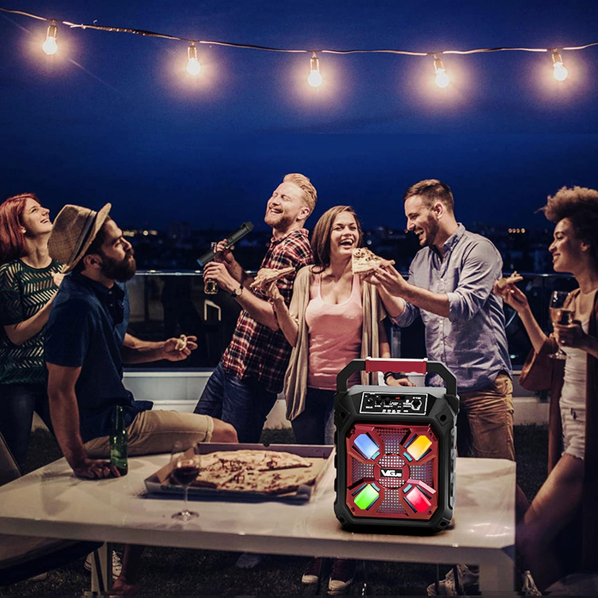 Karaoke Machine with Wireless Microphone and LED Lights S6694
