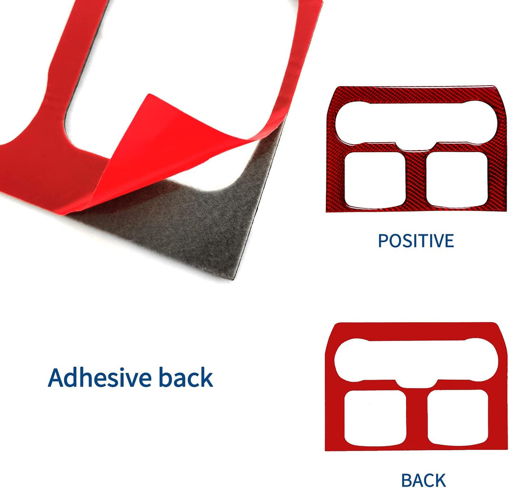 Carbon Fiber Interior Armrest Box Charging Port USB Button Control Panel Cover Stickers Red Pack of 2 A779662