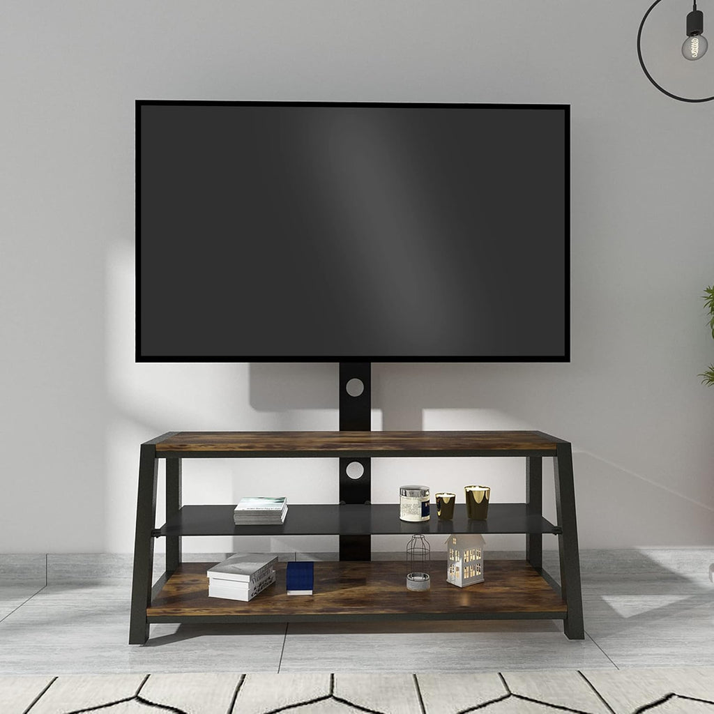 Angle and Height Adjustable Swivel TV Stand with Shelves R82929