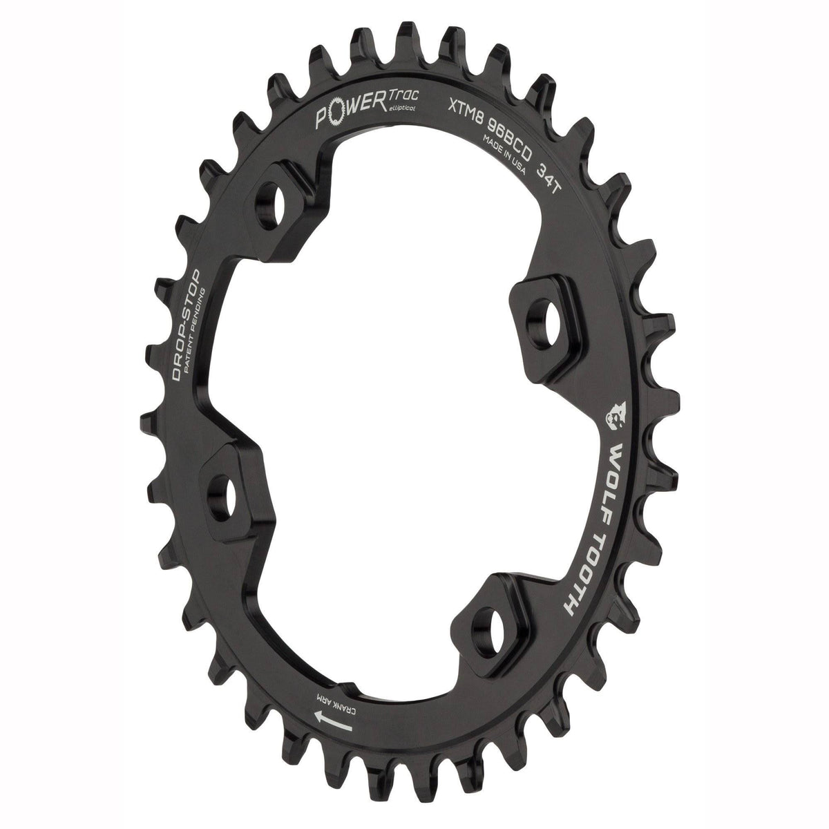 34T x 96 Asymmetrical BCD Black Chainring B356