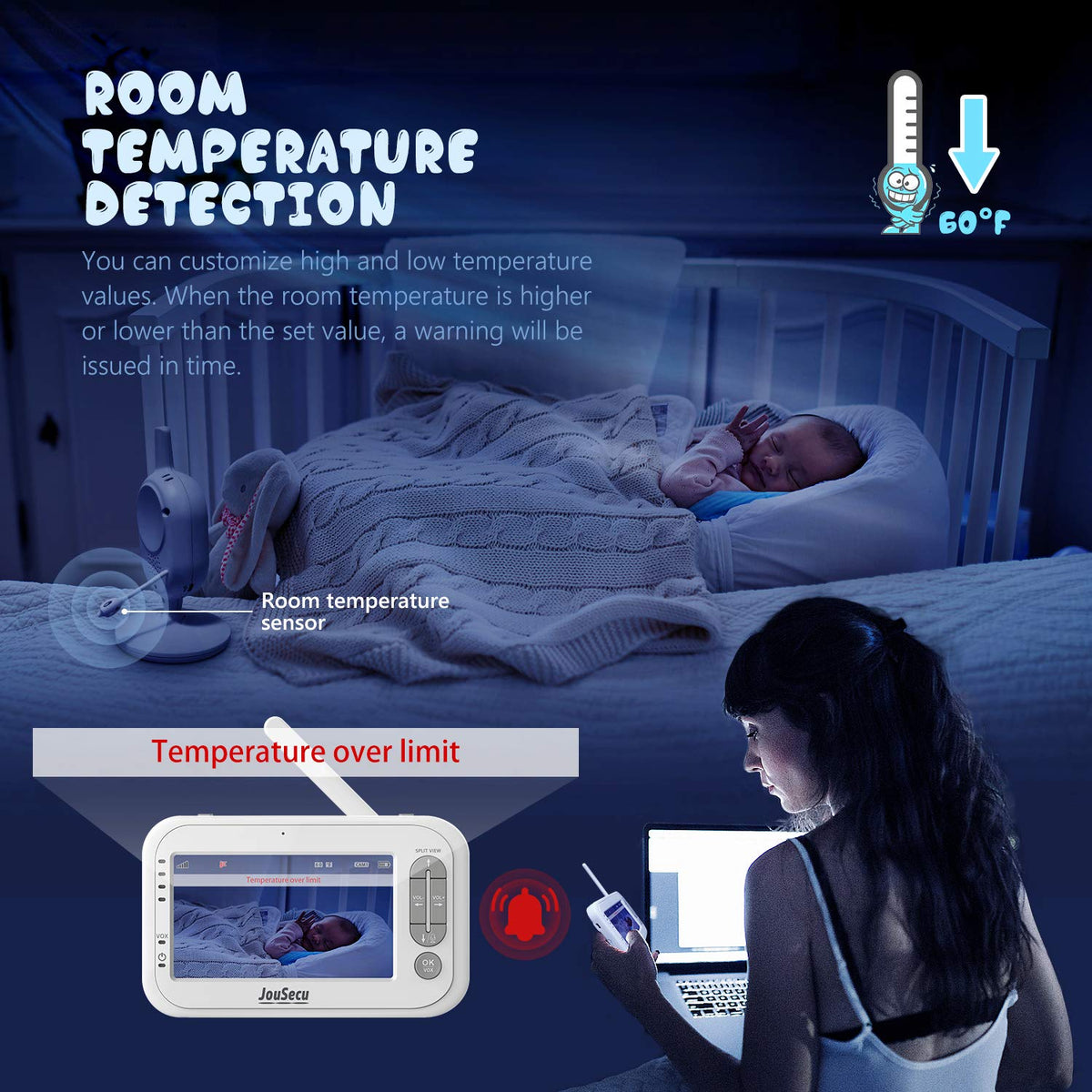 Baby Monitor with Camera and Audio 4.3 Inches LCD Split Screen X7784