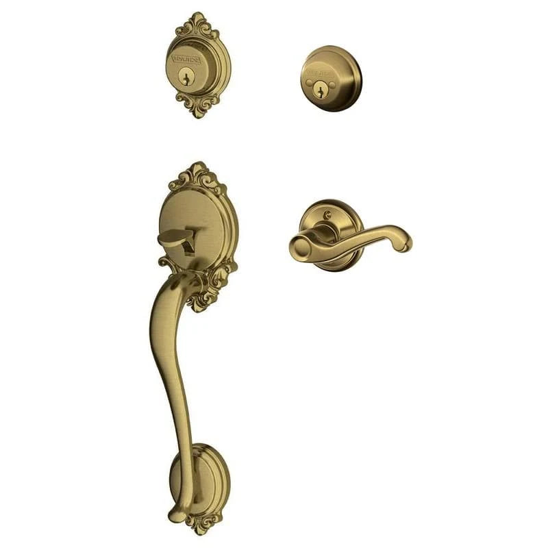 Antique Brass Double Cylinder Handleset A548