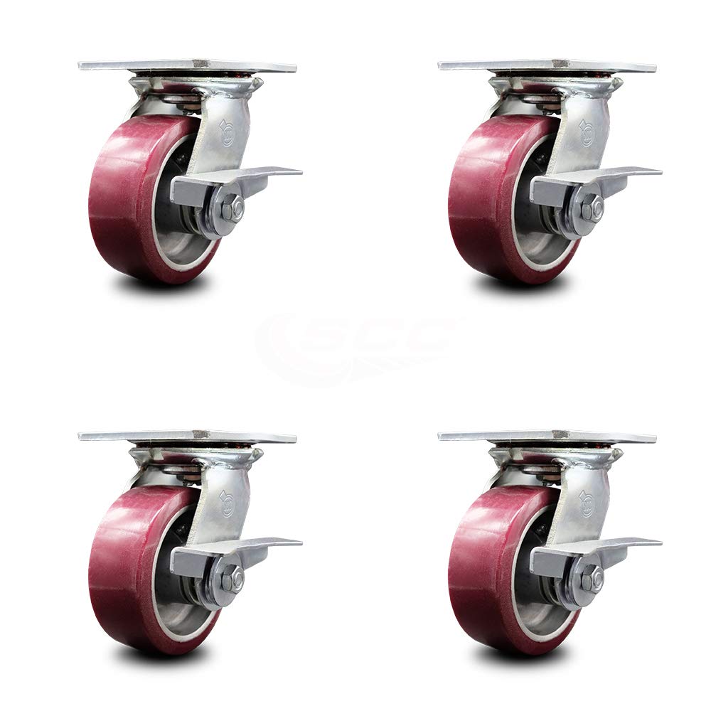 4 x 2 Maroon Wheels Swivel Caster Set 4 N5651