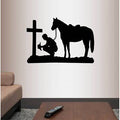 Cowboy Praying Kneeling Cross Horse Wall Decal V97786