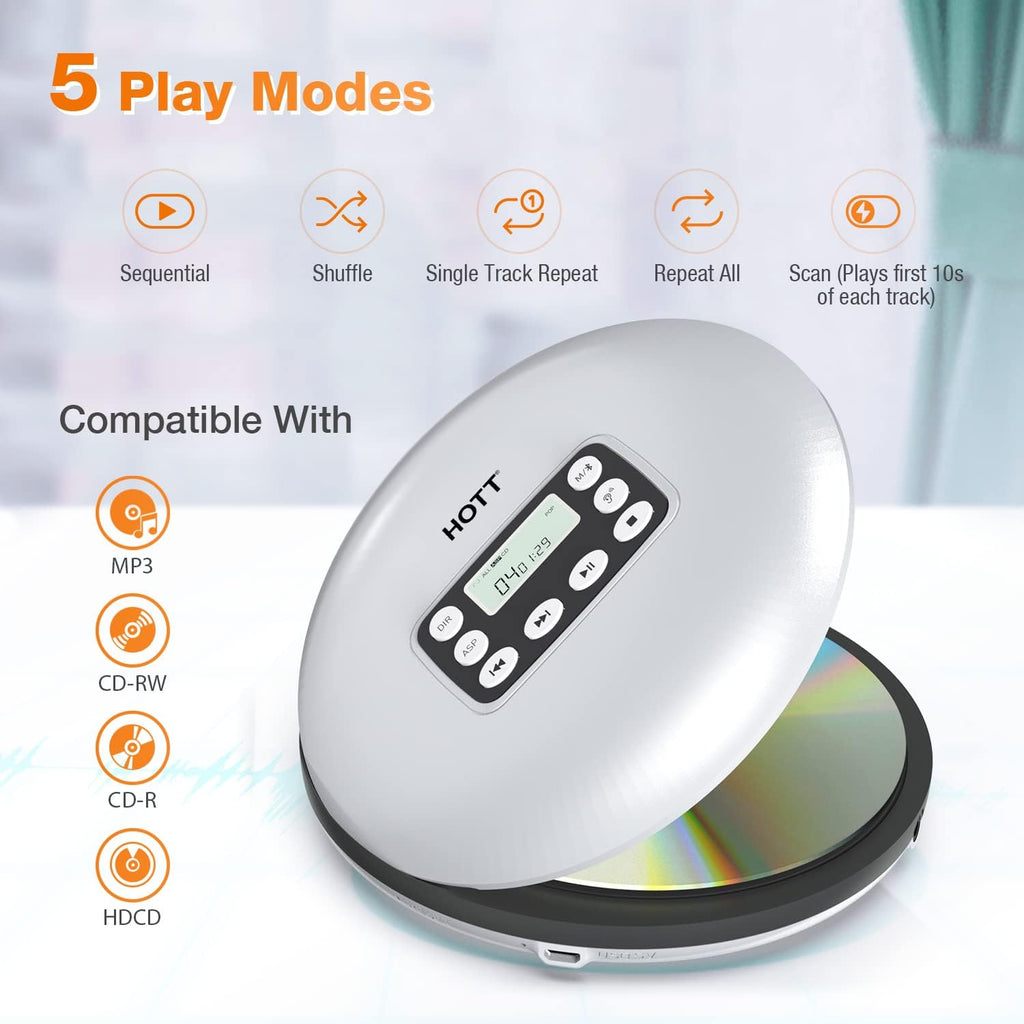 Portable CD Player with Bluetooth and Stereo Headphone U3675