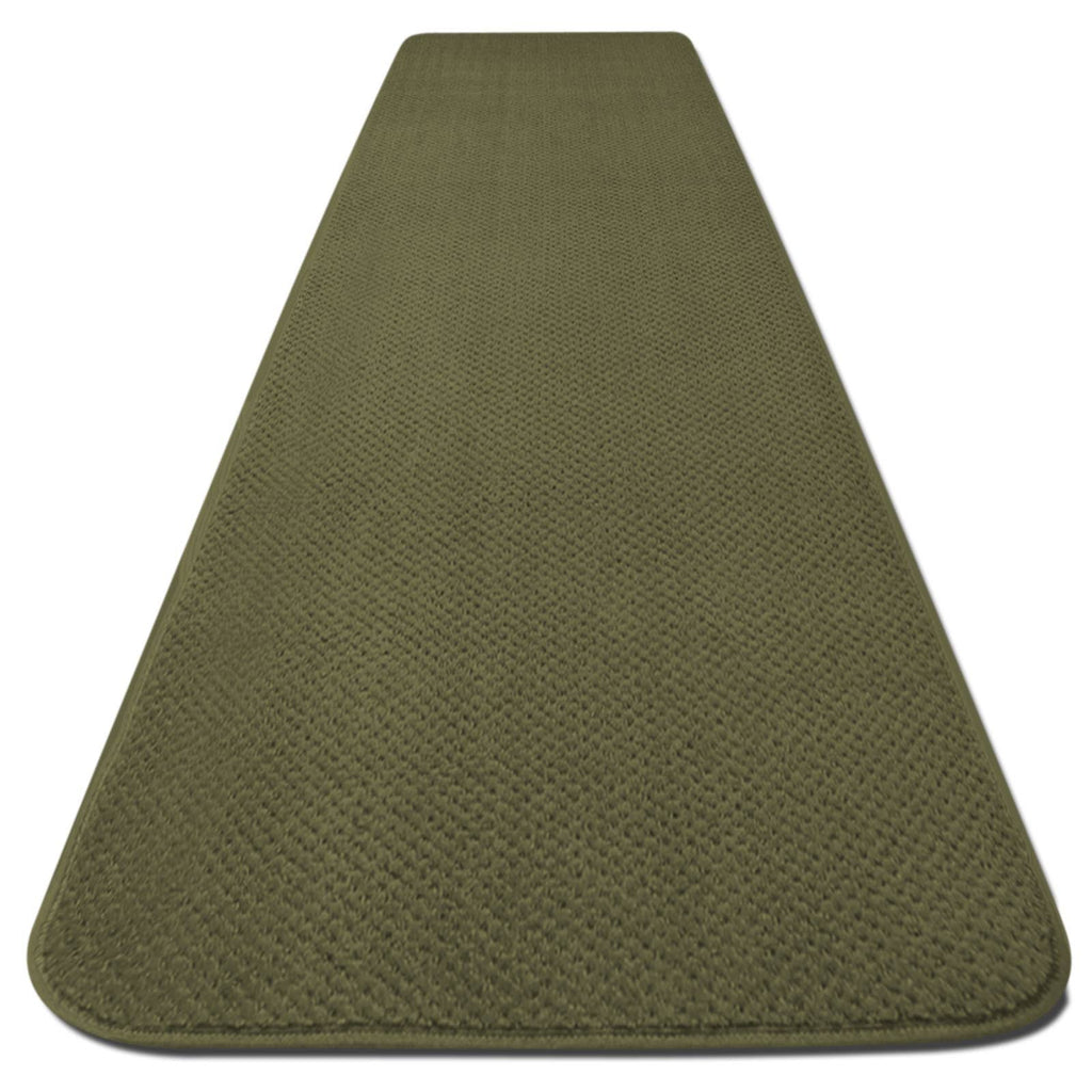 Olive Green 6 ft. x 36 in. Skid-Resistant Carpet Runner V471870