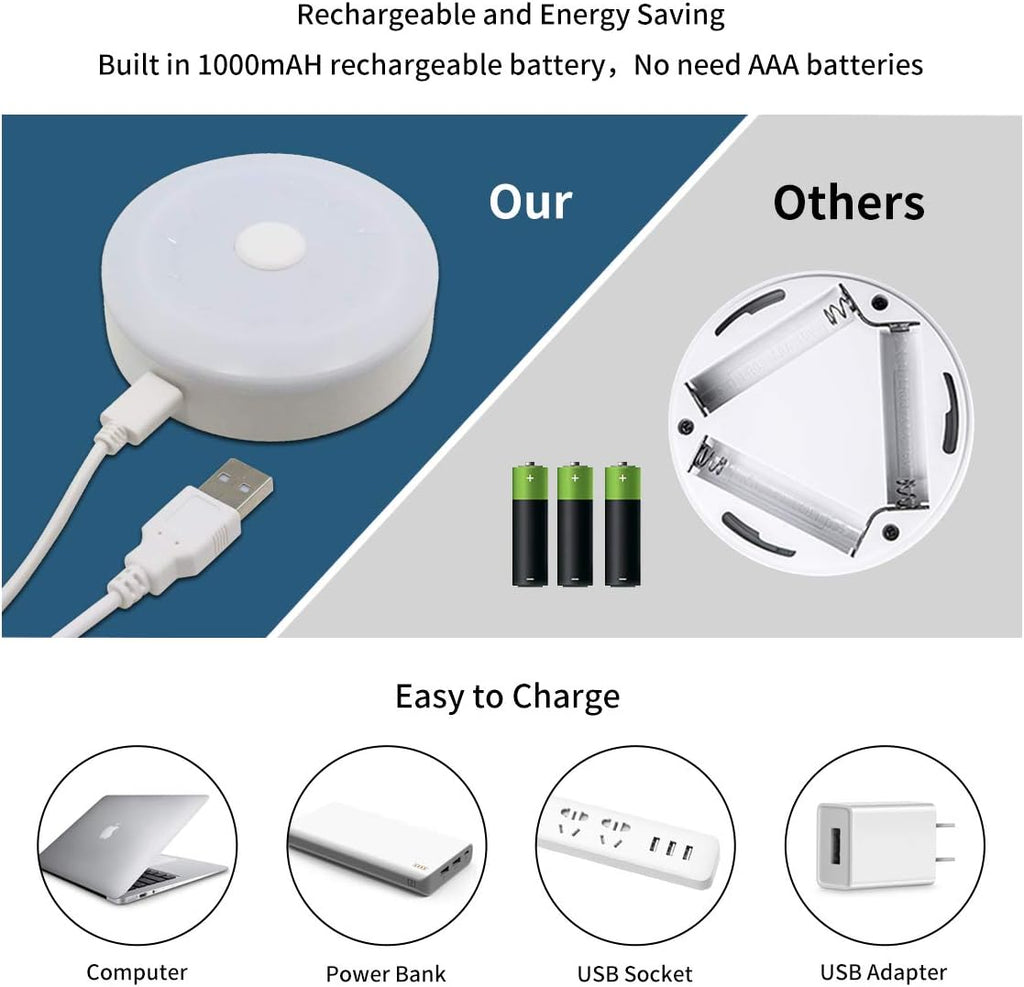 RGB Wireless Rechargeable Puck Lights 3 Pack W28079