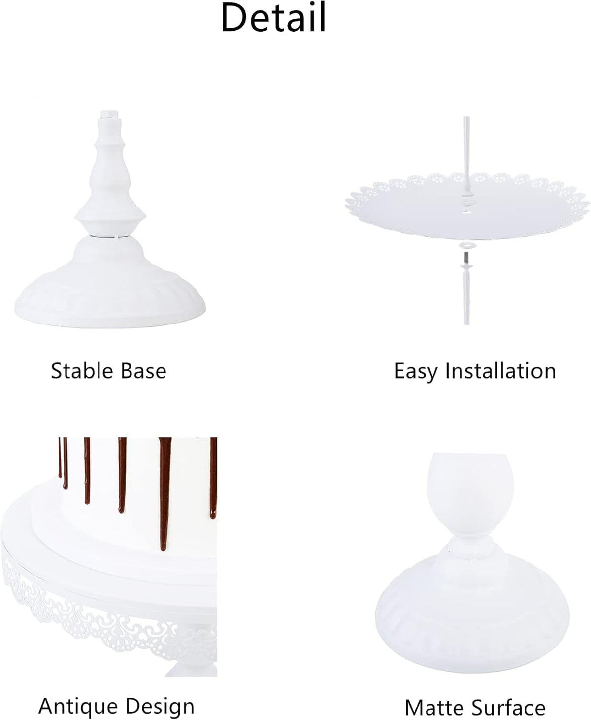 6 Pcs Metal Cake Stands Set Matte White F3662