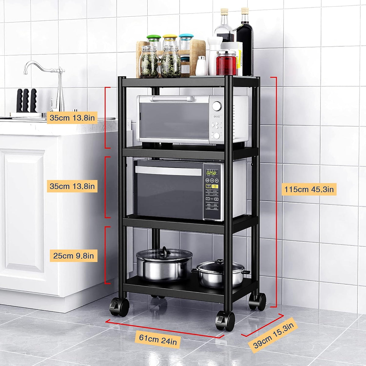 Adjustable 4 Tier Stainless Steel Kitchen Baker's Rack W9906