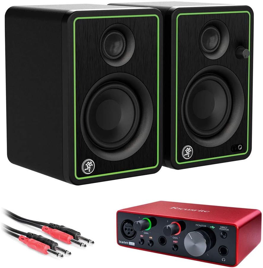 3 Studio Monitors (Pair) with Audio Interface & Cable Bundle H248693