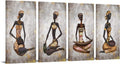 4 Pieces African Woman Canvas Painting Wall Art O986522