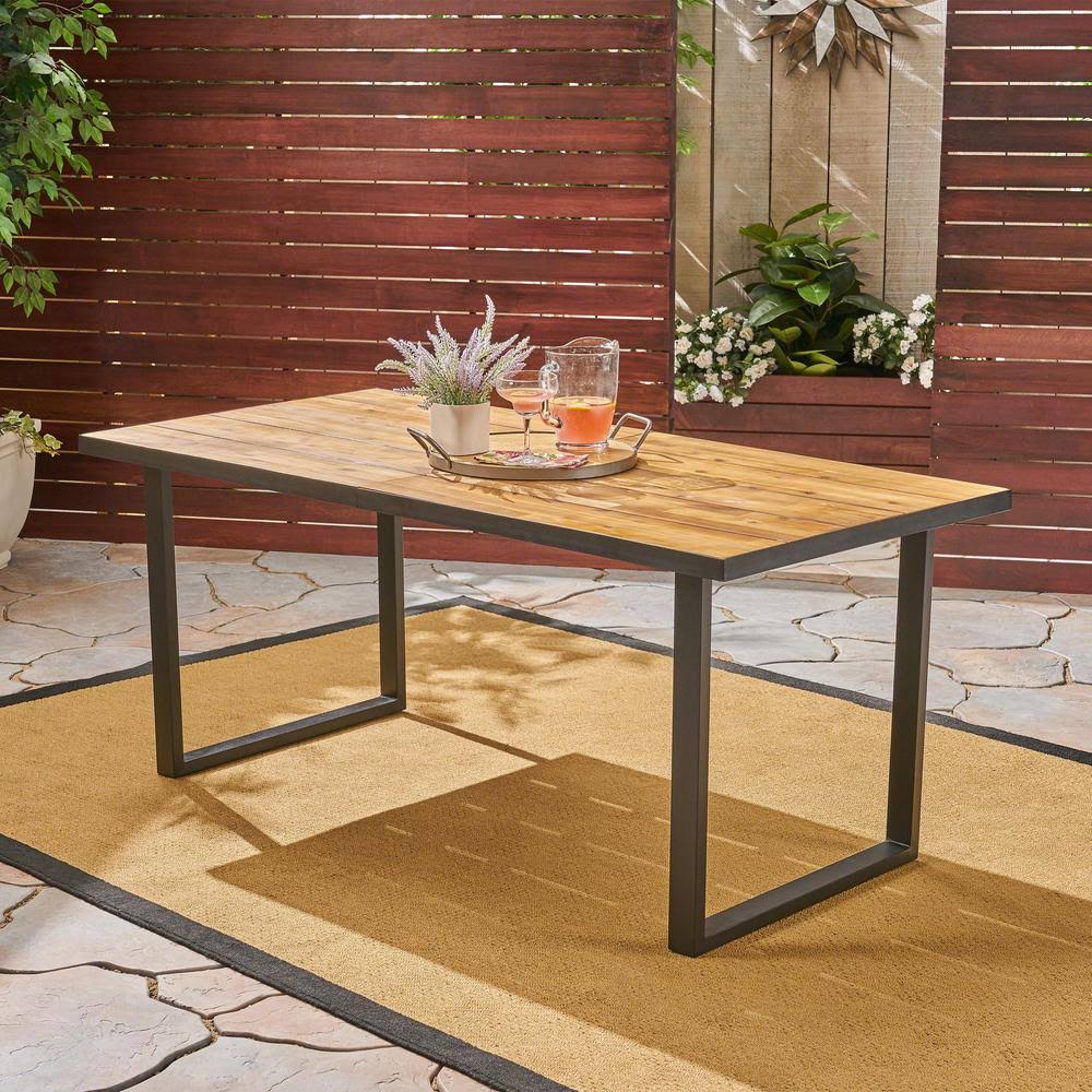 Black Acacia Wood and Iron Outdoor Dining Table Z307