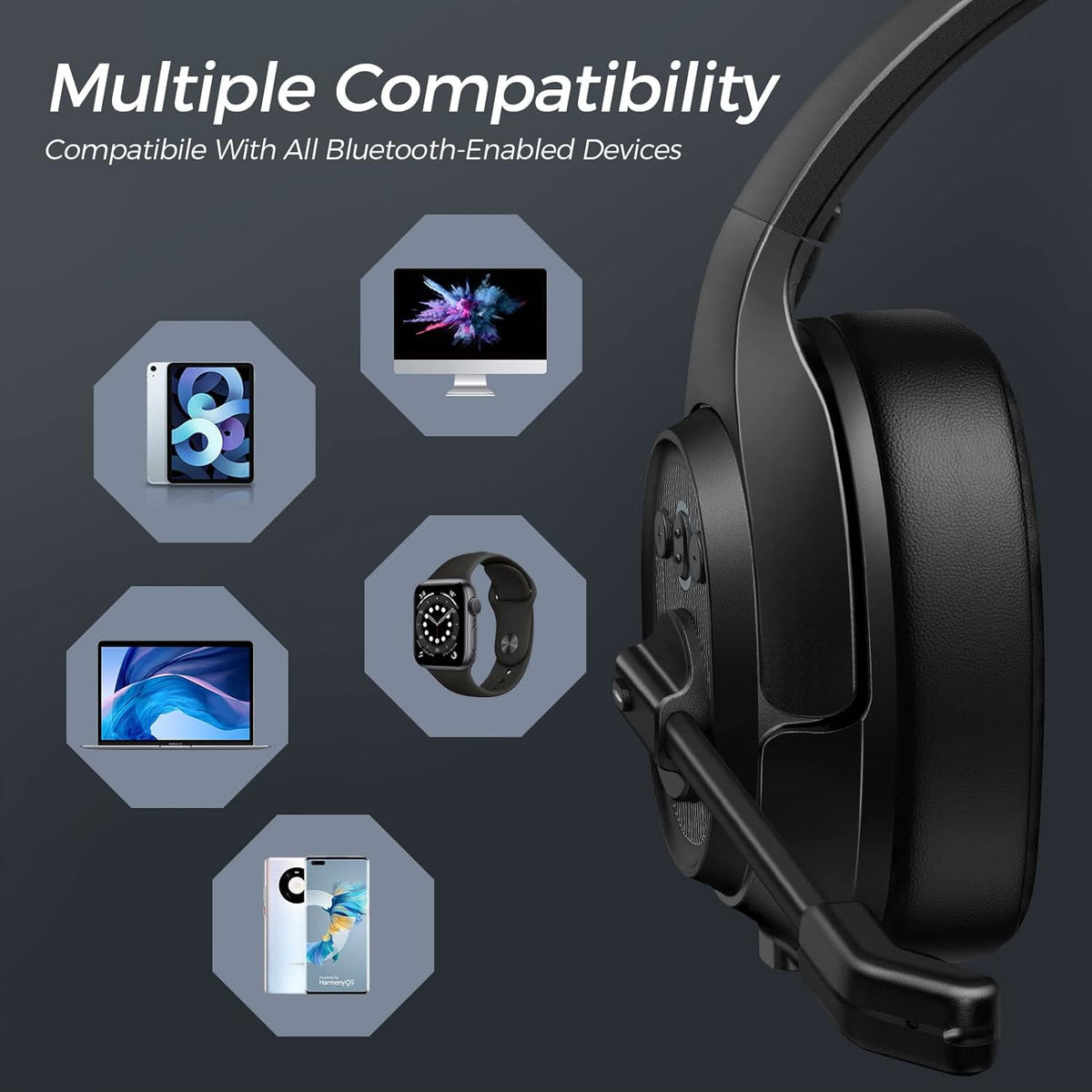 Bluetooth Headset with Microphone Wireless Headphone V690471