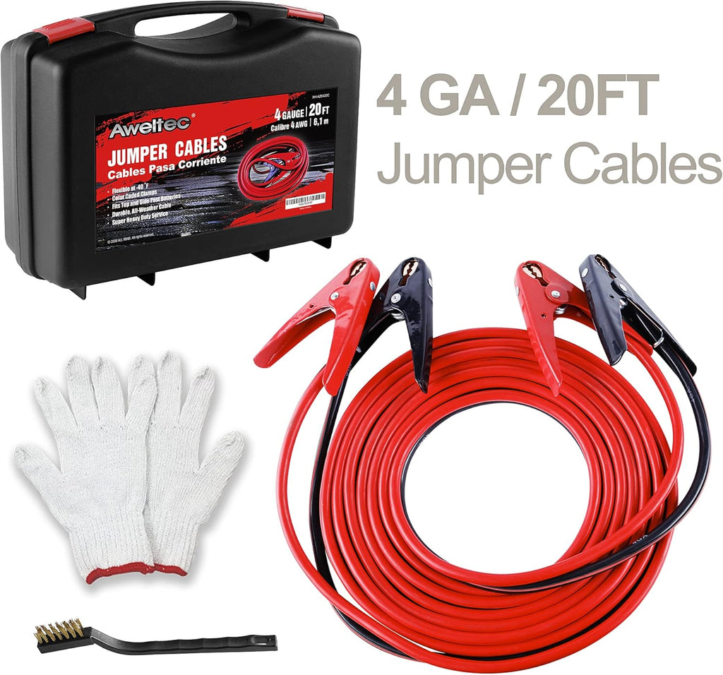100% Pure Copper 4 Gauge 20 Feet Battery Booster Cable 800 AMP with Carry Bag J998