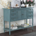 Green Console Table with 6 Drawers and Cabinet V242