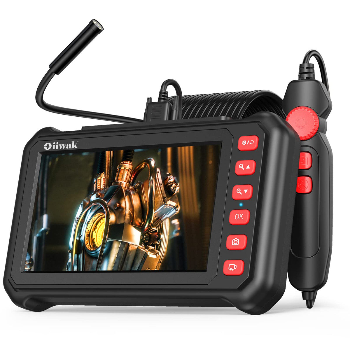 7" IPS Borescope Inspection Camera 5.0MP HD Waterproof Endoscope with 6 LED Lights O521