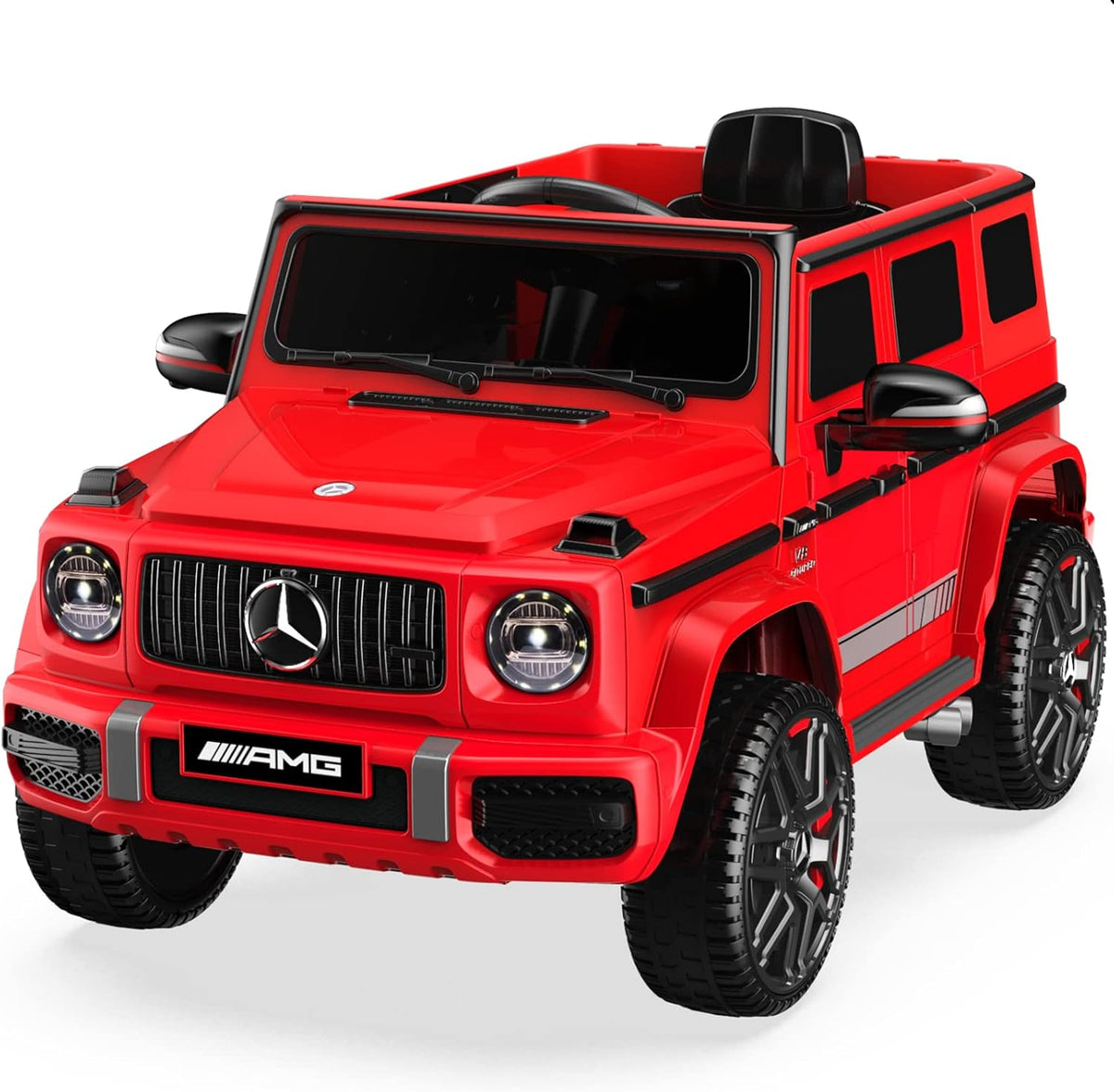 12V Ride on Car with Adjustable Door Height, Spring Suspension, Horn, LED, Music, USB, Red L29478