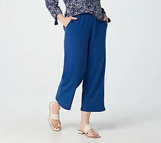 Nautical Blue Slub Knit Cropped Pants S520