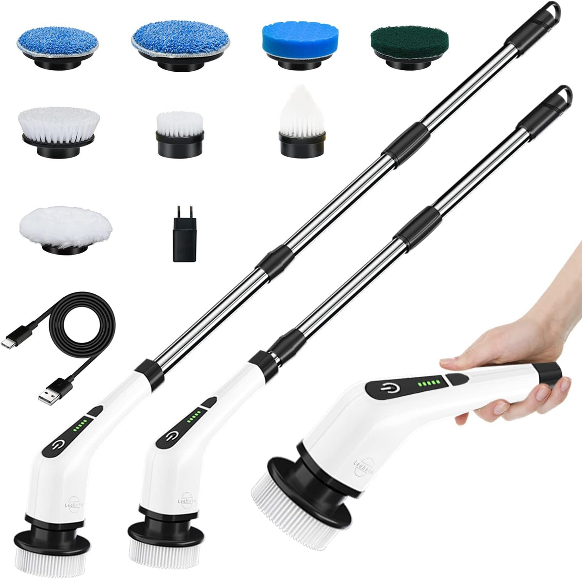 Cordless Electric Spin Scrubber with 8 Replaceable Brush Heads N1631