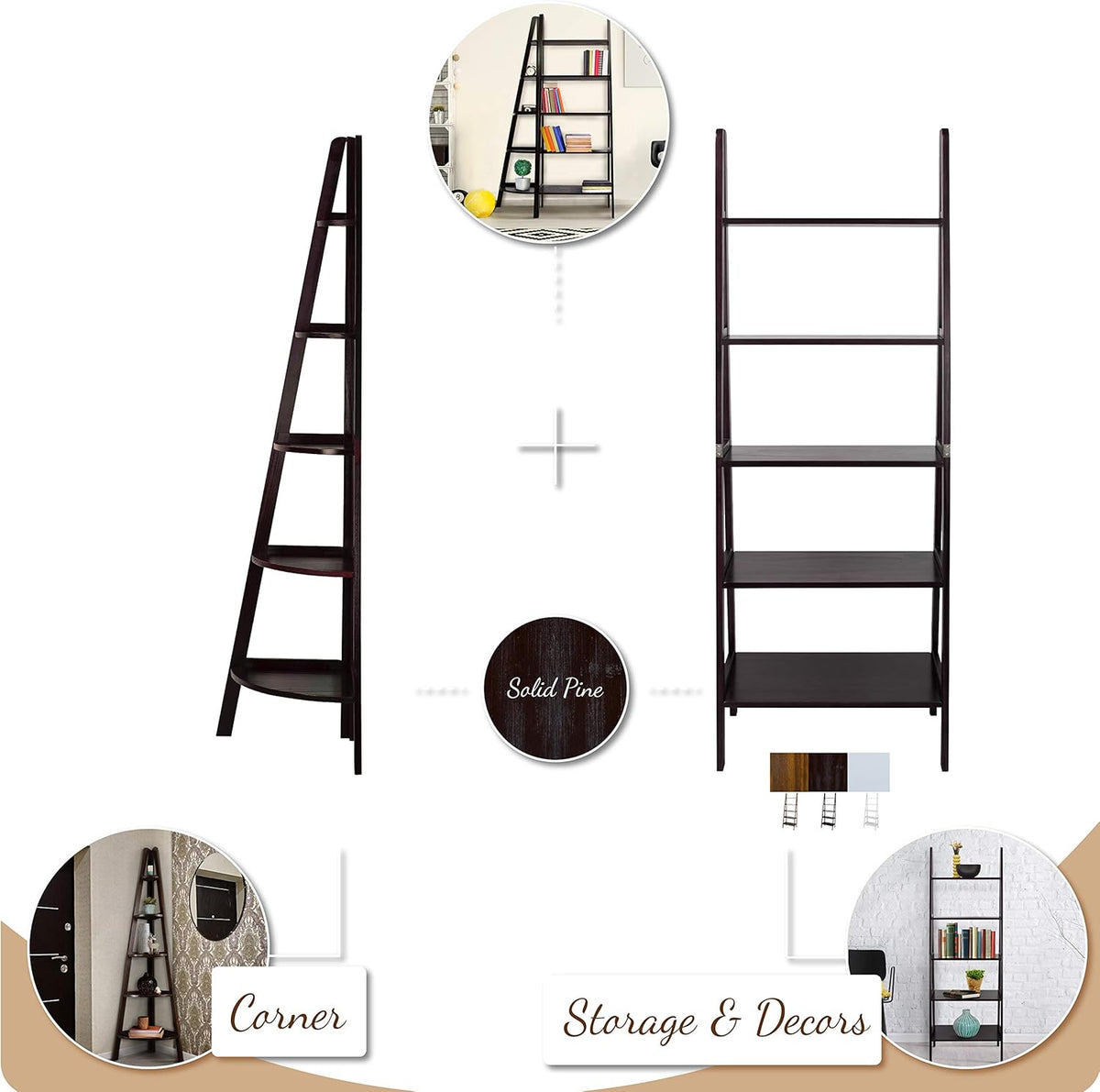 5-Shelf Corner Ladder Bookcase Q8661