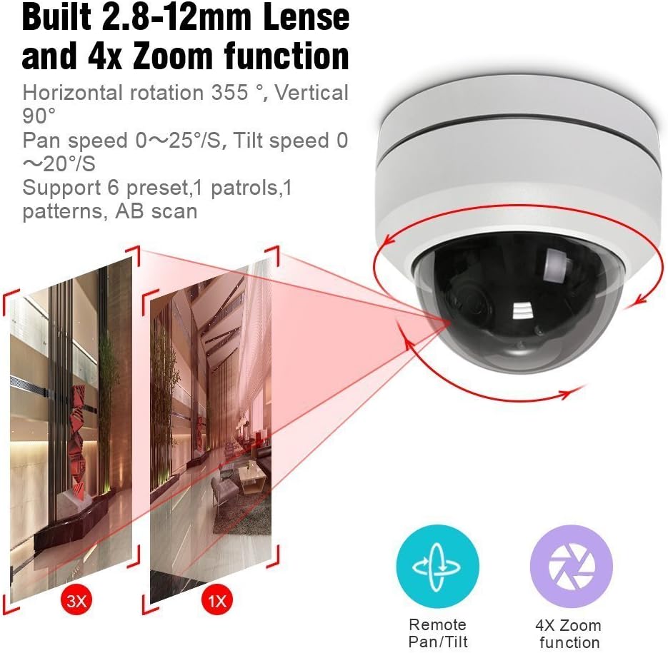 Analog PTZ Camera Outdoor Mini HD 1080P 4X Zoom CCTV Camera with Night Vision IP66 Waterproof J867801