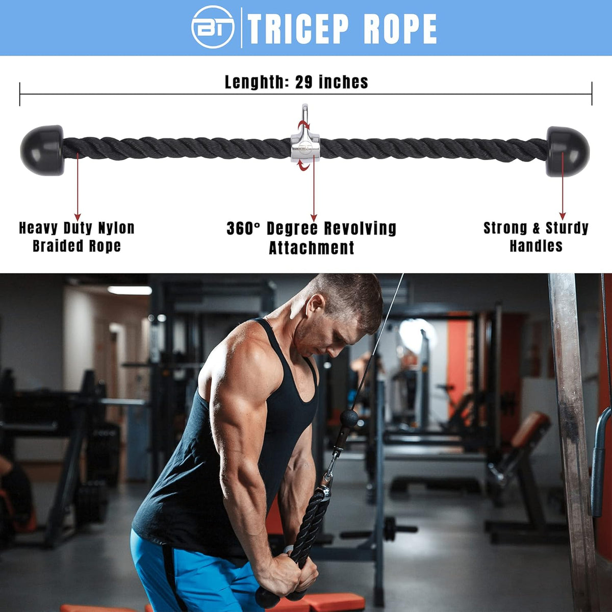 30 inch Pulldown Bar Attachment with Tricep Rope G20685