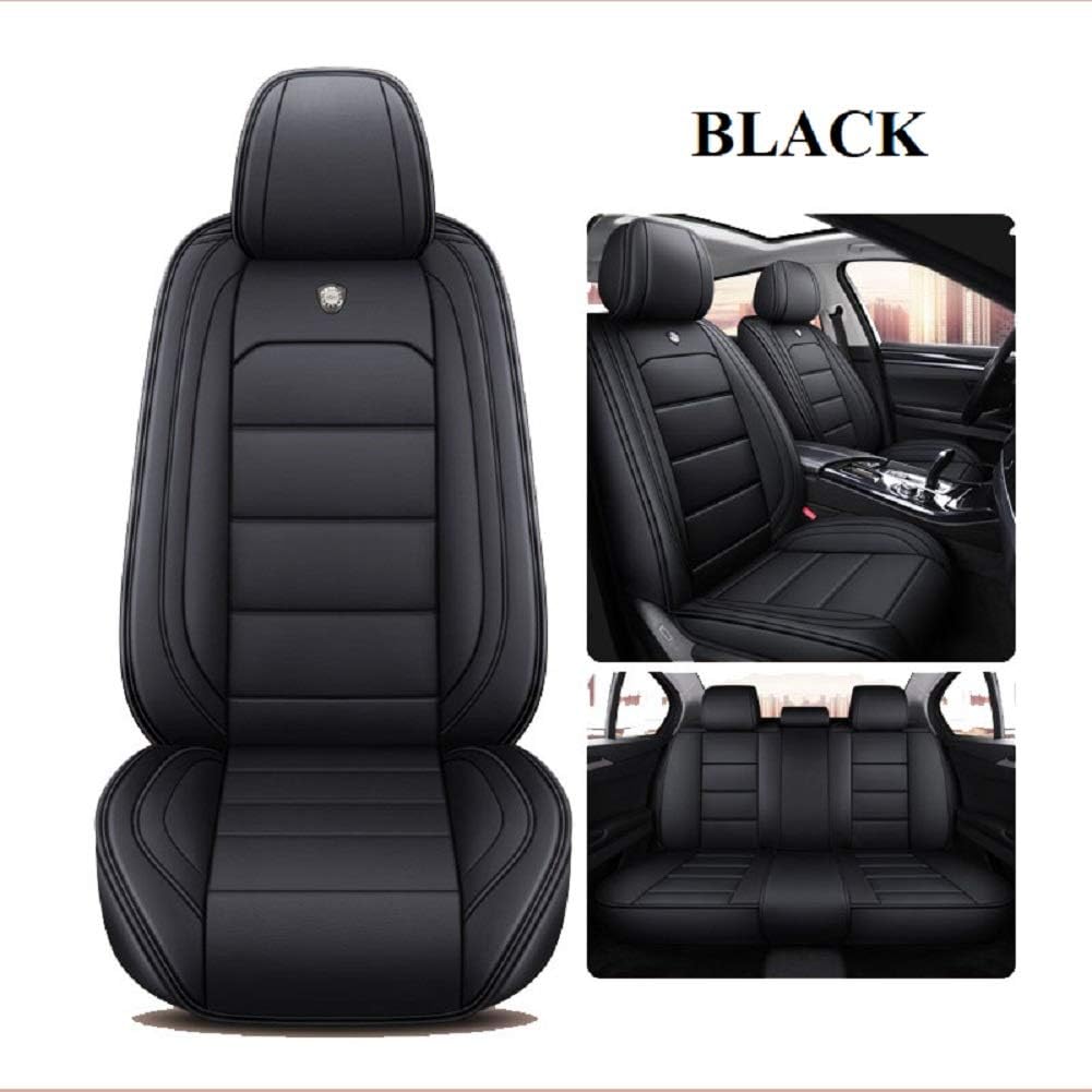 Leather Car Seat Covers Full Set Waterproof Black C9615