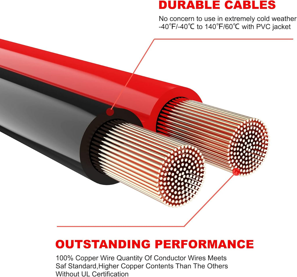 100% Pure Copper 4 Gauge 20 Feet Battery Booster Cable 800 AMP with Carry Bag J998