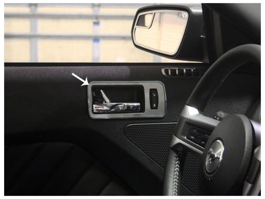 Mustang Interior Door Handle Trim Plates Brushed Stainless Steel Pair F4990