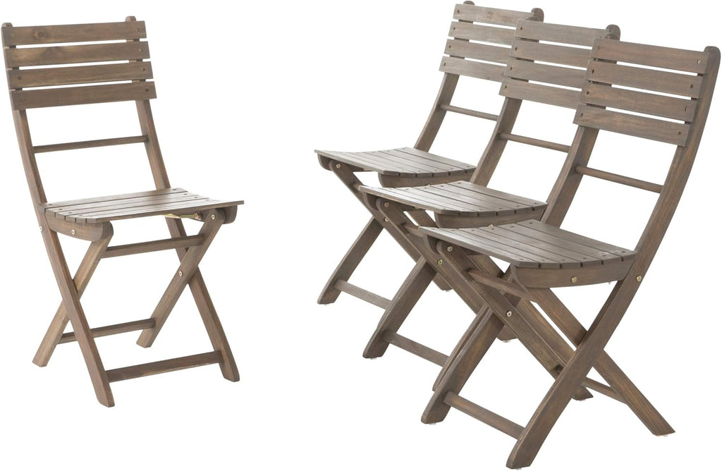 Acacia Wood Foldable Dining Chairs, 4-Pcs Set, Grey Finish G6663