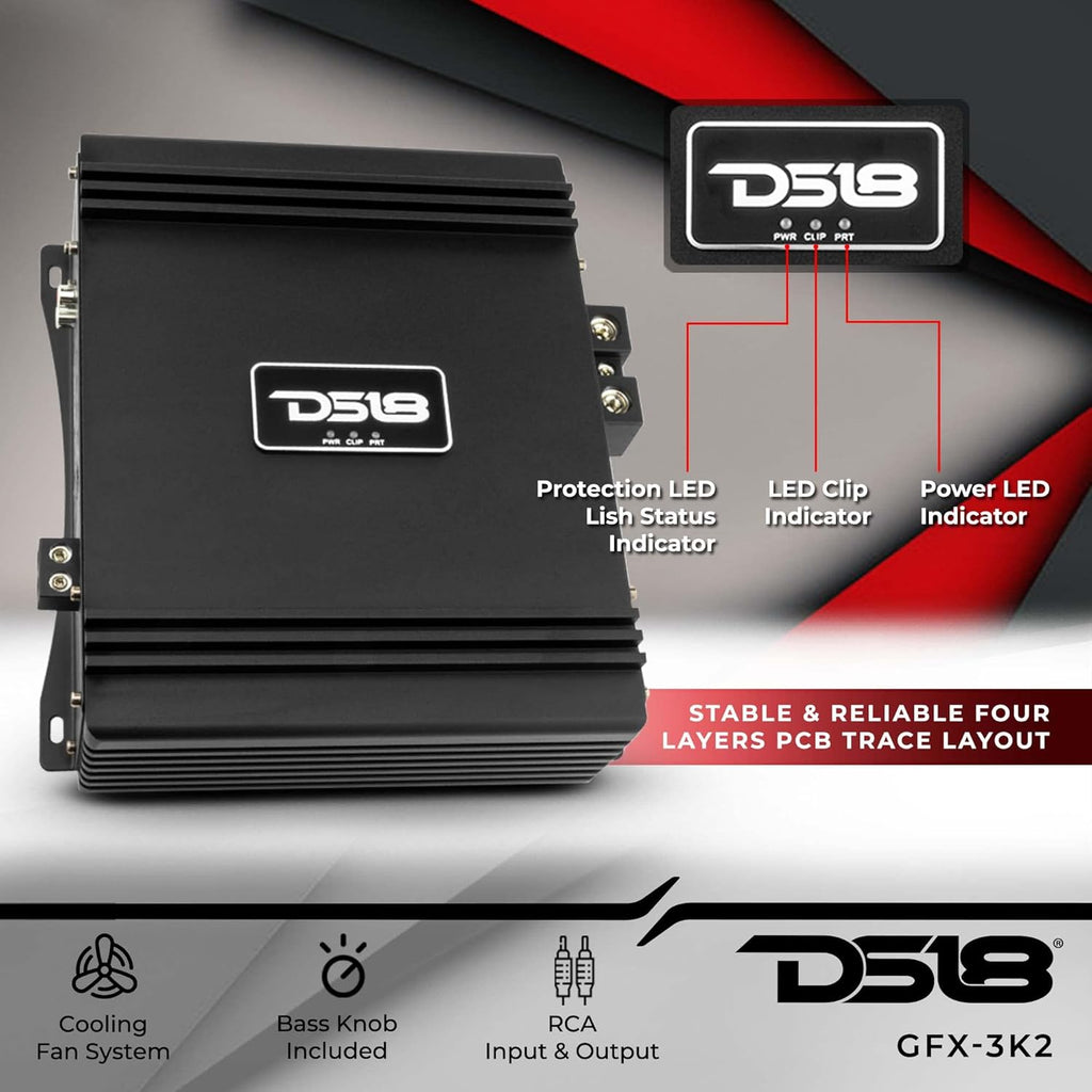 Car Audio Amplifier 3000 Watts Rms 2-Ohm X6827
