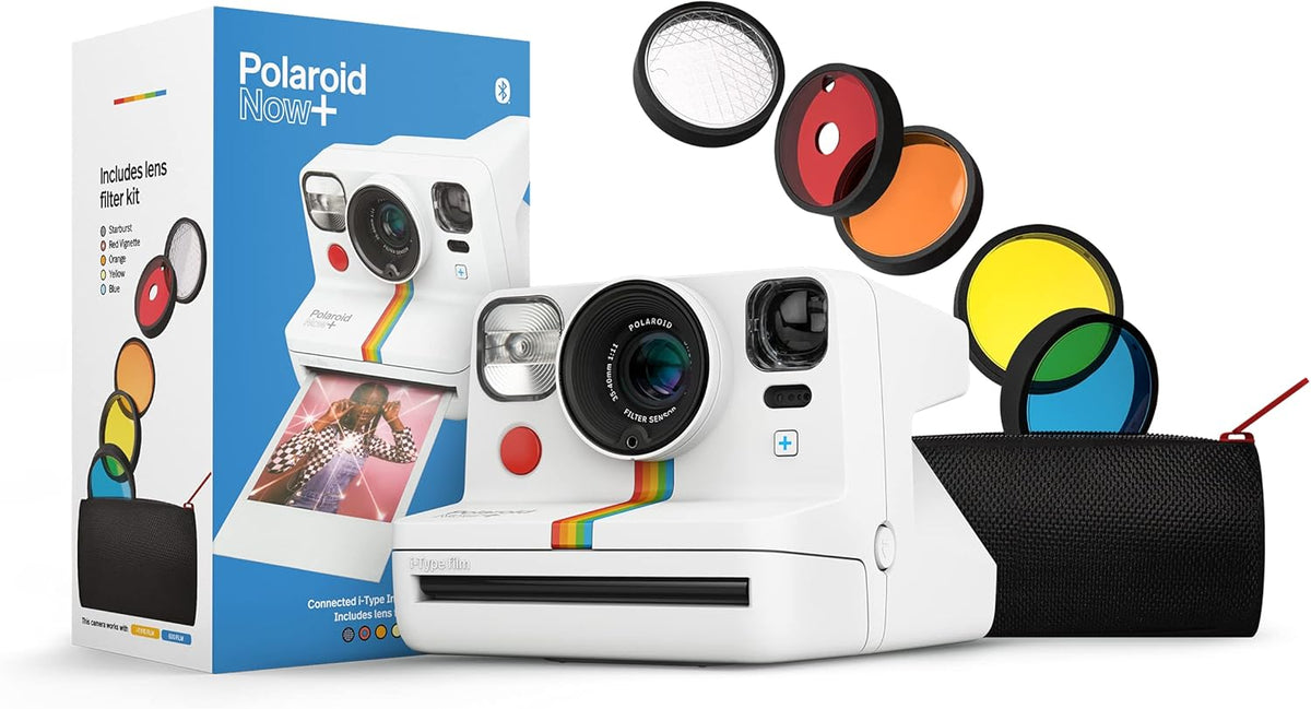 White Bluetooth I-Type Instant Film Camera with Lens Filter Set B456570