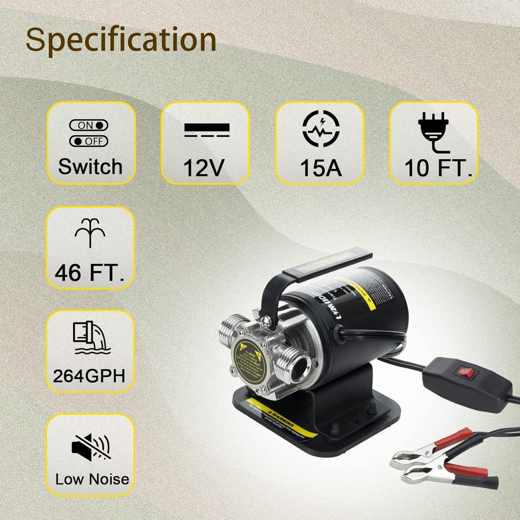 12V Portable Self-Priming Water Transfer Pump with Suction Hose Kit M21819