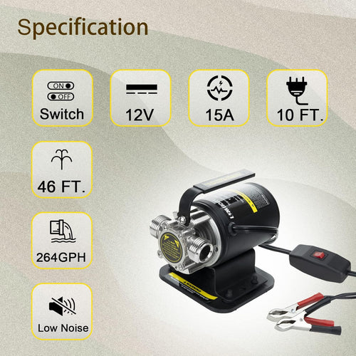 12V Portable Self-Priming Water Transfer Pump with Suction Hose Kit M21819